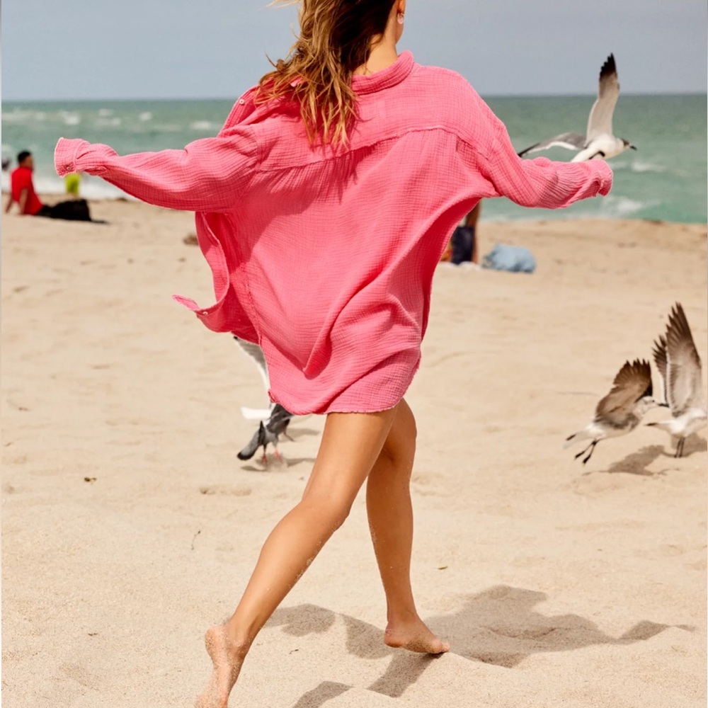 Aerie Pool-To-Party Cover Up Shirt Button XS
